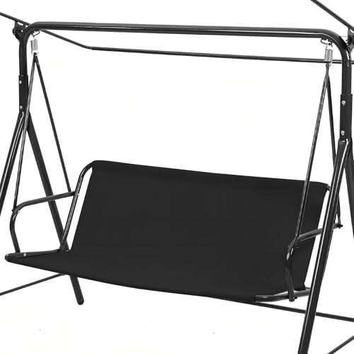 Sitzbezug Hollywoodschaukel, Ersatz-Schaukelsitzbezug, Wasserdichte Sitzbezug, Stuhlbezug Terrassenschaukel kissen für Gartenschaukel, Balkon, Hof, 115cmx48cmx48 cm, Schwarz