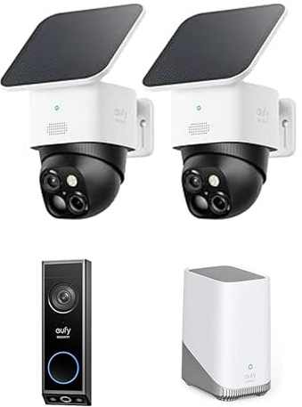 eufy Security SoloCam S340 (2-Cam) & S380 HomeBase (HomeBase 3) & Video Doorbell (Bundle)