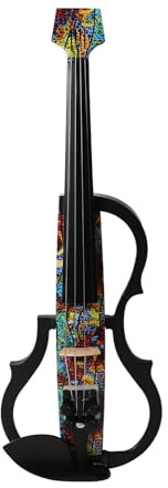 Jeffergarden Elektrische Violine, Karbonfaser, Leise Geige mit Kopflosem Design, Ahornholz, ABS-Kante, DV 10B Tonabnehmer für Übungsschüler und Erwachsene Spieler (Mehrfarbig)