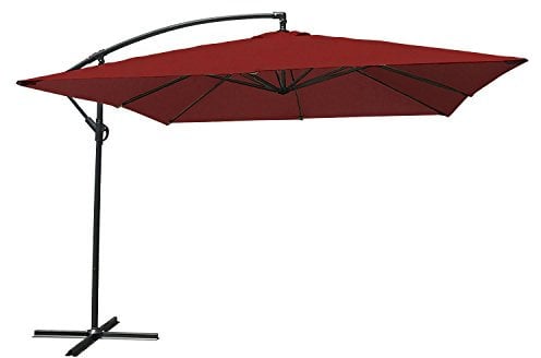 Happy Garden Parasol déporté Molokai carré 2.7x2.7m Rouge avec manivelle. Parasol déporté inclinable, Rabattable et Rotatif.