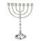 NKlaus GROßE Menorah Messing 25cm Handarbeit vernickelt Kerzenständer Silber 2695