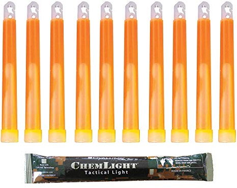 Cyalume Leuchtstab 15 cm, Original Militärische ChemLight Lightsticks (10-er Pack), Hohe Brenndauer Von 12 Stunden, 100% Konform Mit Den NATO-Spezifikationen