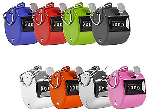 RETON 8 Pezzi Contatore Manuale, Metallo Mano Contatori di Conteggio, Digitale Tally Counter Display a 4 Cifre per Sport, Golf, Allenatore, Scuola,Eventi,Contare