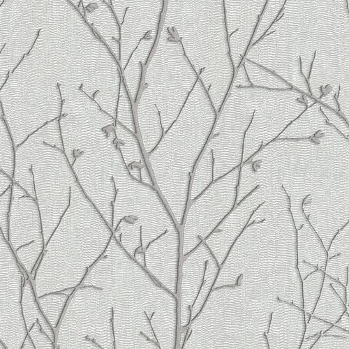 Boutique Silver Water Silk Sprig Wallpaper