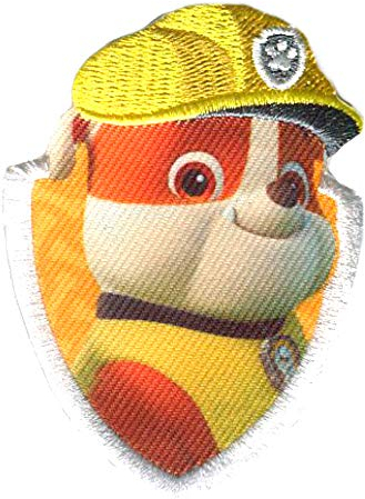 Paw Patrol Rubble - Aufnäher, Bügelbild, Aufbügler, Applikationen, Patches, Flicken, Zum Aufbügeln, Größe: 7 x 5,1 cm