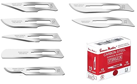 Swann Morton Carbon Steel Sterilized scalpels #10, 11, 14, 15, 20, 23 (No.10A)