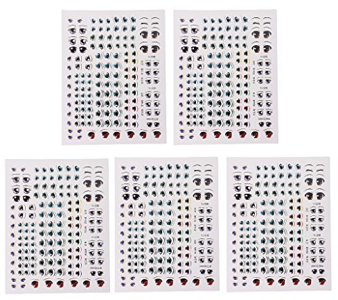 5 Blatt Aufkleber Wasser Decals Anime Figur Puppen Auge Paster, 149x115mm