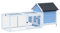 PawHut Pollaio per Galline con Corsa Vassoio di Nidificazione Rimovibile in Legno, Bianco e Blu,180x90.1x78.6cm