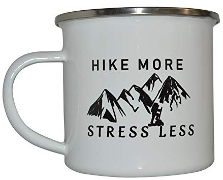 Rogue River Tactical Lustige Camp-Tasse Emaille Camping Kaffeetasse Geschenk Wandern Mehr Stress Weniger Camping Ausrüstung