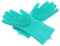 Gants de nettoyage magiques en silicone, gants éponge à vaisselle avec brosse pour cuisine, salle de bain, nettoyage de voiture et toilettage d'animaux (vert)