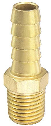 sourcing map Brass Hose Barb Fitting Straight 3/8 Inch x NPT 1/4 Male Thread Pipe Connector for Water Air Fuel Tube