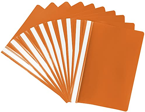 Netuno 10x Schnellhefter A4 Orange Kunststoffmappe mit Klarsichtdeckel | Beschriftungsfeld, Mappe, Ordnung, Büro, Studium, Archiv, Aufbewahrung, Dokumente