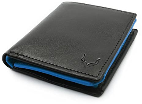 PELLE TORO Handmade Portrait Men's Wallet, Compact RFID Blocking Napa Leather Wallet with 2 Note Compartments, Coin Pocket, 13 Slots and ID Window, in Wooden Mens Gift Box