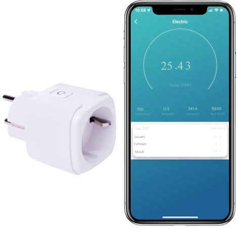 WLAN Steckdose mit Stromzähler für Steckdosen,SEC 24 Smarte Zeitschaltuhr Steckdose,Alexa Steckdose,Sprachsteuerung mit Alexa & Google Assistant, APP Fernsteuerung.Timer/Zeitplan,Strommessgerät.