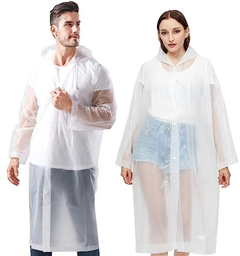 Reusable Adults Rain Ponchos, 2 Pcs EVA Portable Raincoats for Women Men with Hood for Disney Outdoor