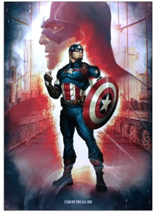 Displate Offiziell Marvel MetallPoster Magnetische Befestigung Inklusive Lizenziert Bilder Hochwertiges Poster Marvel Main Characters - Captain America Poster 45 cm x 32 cm