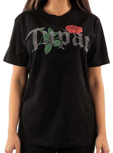 Tupac T Shirt 2PAC Diamante Rose Logo Official Unisex Black M
