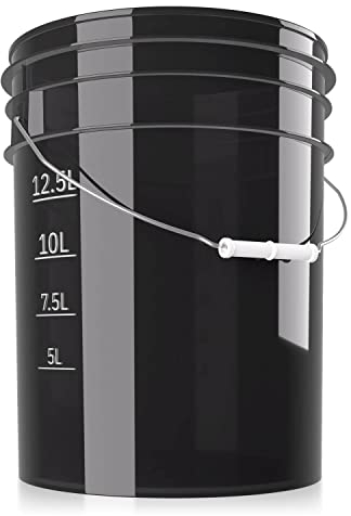 chemicalworkz Performance Bucket Wascheimer 5GAL/19L für die schonende Auto Handwäsche (Clear Black) + kompatibel mit Detail Guardz - Dirt Lock & Scrub Wall, Dirt Trap Schmutzsieb, Gamma Lids