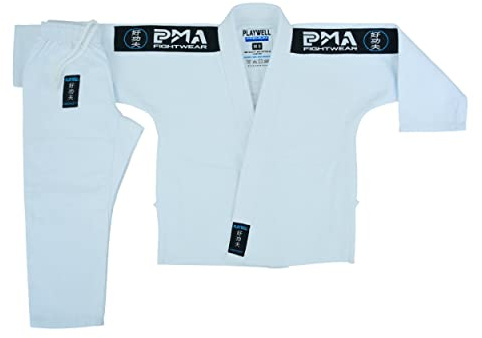 Playwell Uniforme infantil Elite BJJ Jiu Jitsu - Blanco (viene con cinturón blanco BJJ), blanco, M000