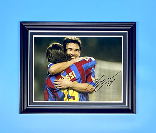 Deco Hand Signed Autograph FC Barcelona Messi Football Soccer Memorabilia Photo In Luxury Handmade Wooden Display & Certificates of Authenticity