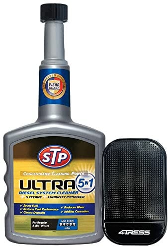 4TRESS STP Ultra 5 in 1 Diesel Fuel System Cleaner, STP Concentrated Cleaning Power, Car Accessories, 400 ml Non Slip Car Dash Mat (4T-GST-77400)
