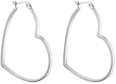 PURELEI® Big Love Ohrringe (Silber) – Damenohrringe aus langlebigem Edelstahl – Wasserfeste Ohrringe Damen – 44,5 x 42 mm – Modeschmuck für deinen individuellen Look