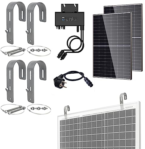 Balkonkraftwerk mit Halterung Balkon Modul 600W NEP Solar Set Solaranlage Micro Wechselrichter WiFi, Microinverter:2x 380_NEP600