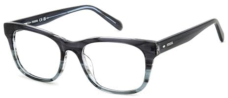 FOSSIL Quadratisch Acetat Brillen in Blau für Unisex, Brille mit Sehstärke, optional mit Sonnenbrillen tönung oder Blaulichtfilter (Modell FOS 7169)