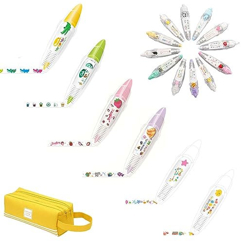 Gienslru Penna decorativa tipo stampa animali carini fai-da-te, penna nastro decorazione pizzo fai-da-te, DIY Cute Animals Press Type Decorative Pen, DIY Lace Decoration Tape Pen (G)