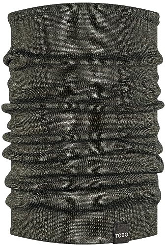 TODO Warme Merino Schlauchschal für Herren und Damen - 100% Wolle, Atmungsaktiv Halstuch aus Merinowolle (Khaki)