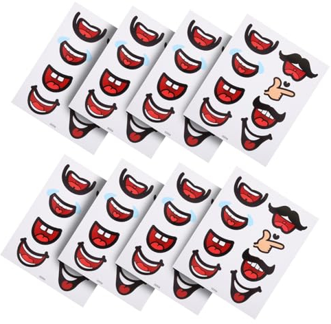 OATIPHO 10 Blätter Lustige Mund Aufkleber, witzige Sticker für Kinder, Fotokabinen-Requisiten, DIY selbstklebend für basteln Deko Scrapbooking