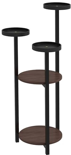 Outsunny Pflanzenständer aus Holz, Blumenregal mit 5 Ebenen, Pflanzenregal, Blumentreppe, Blumenständer für Garten, Balkon, Braun, 28 x 28 x 87 cm