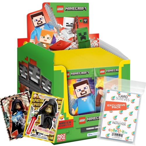 Bundle mit Lego Minecraft Serie 1 Trading Cards - 1 Display (50 Booster) + Exklusive Collect-it Hüllen