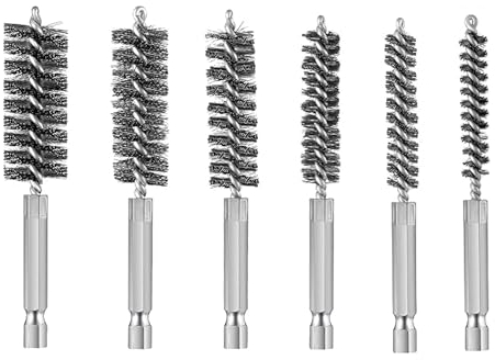 TAODAN 6PCS 304 Stainless Steel Hole Brush Copper Pipe Cleaner Twisted Wire Cleaning Brush Suitable for Drill and Impact Driver and Mould Grinder
