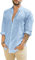 Runcati Herren Langarm Leinenhemd Umlegekragen Hemd Business Freizeithemd Sommer Shirt, Blau, XXL
