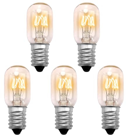 Goerpn 5Pcs 15W E14 Screw Salt Lamp Bulbs 230V, Scentsy Mini Wax Warmer Light Bulb Small Edison Screw SES Pygmy Bulb Warm White 2700K Dimmable, T20 E14 Fridge Oven Microwave Wax Burner Bulbs