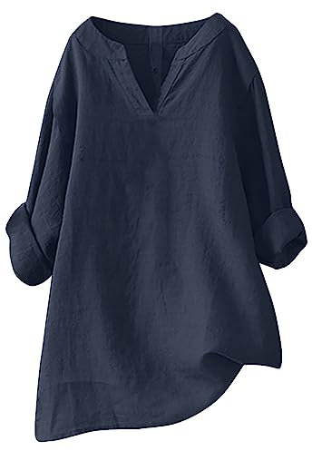 HOOUDO Sale Angebote Tagesangebote Baumwolle Blusen Damen Blusenshirt Mit Gummizug Basttaschen Damen Sommer Gross Sommerbluse Tunika Damen Damen+Blusen+Kurzarm+Sommer Meine Bestellung Sale