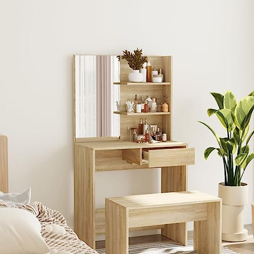 Générique Coiffeuse avec Miroir Chêne Sonoma 74,5x40x141 cm,Meubles,Armoires & Meubles de Rangement,Meubles-lavabos,Coiffeuses,Brun,59.26 LB,802807