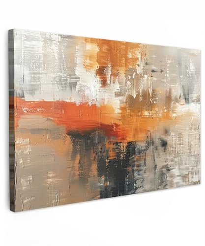 MuchoWow© Wandbilder Groß 120x80 cm XXL Schlafzimmer Home Deko Wohnung Bild Wohnzimmer Fotoleinwand Wand Bilder Leinwand Wall Decor Modern - Kunst - Abstrakt - Gold - Grau