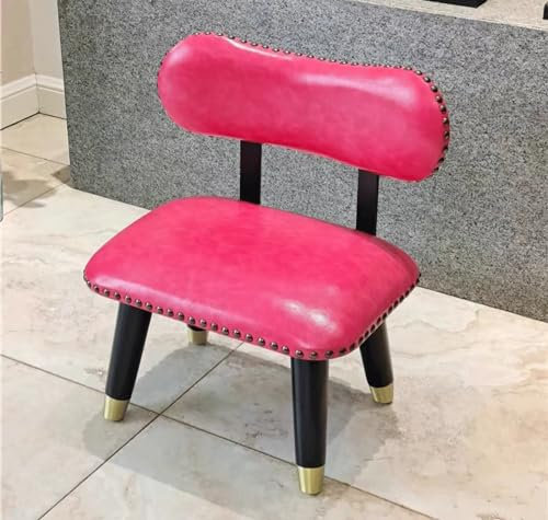 tabouret Petit Tabouret En Cuir Rétro Antique, Repose-pieds Ottoman, Style Américain, Vintage, Salon, Chambre à Coucher, Avec Siège Rembourré, Pour Dressing, Maquillage, Pouf, Chaise(Color:Rose rouge)