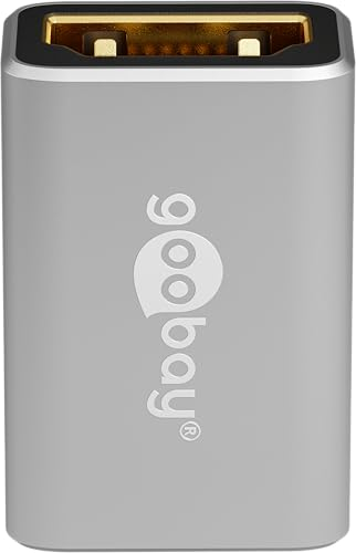 goobay Adattatore HDMI accoppiamento/connettore angolare 8K @ 60Hz e 4K @ 120Hz HDMI femmina a HDMI femmina 48 Gbits prolunga adattatore/HDR, ARC, placcato oro, 72008