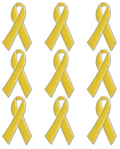 Bring Them Home Pin - 9-Pack Yellow Ribbon Awareness Lapel Pins - Breast Cancer Awareness Charity Gift
