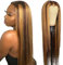 AiPliantfis Wig Human Hair Wig Blonde Perücke Echthaar Perücke Damen Glueless Wig Straight 150% Density Pre Plucked Free Part Remy Hair Unprocessed Virgin Hair Human Hair Wig for Women 28 Zoll