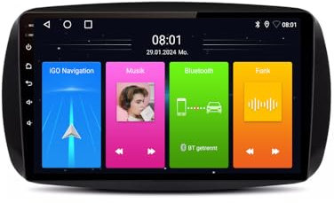 9 HD Android Auto GPS Radio Navigator Carplay Replacement for Smart Forfour 4 Schrägheck 453 2014/11-2024/12 Smart Fortwo II Cabriolet Coupe 453 mit GPS Bluetooth FM USB WiFi DVR RDS TPMS SWC DAB