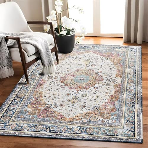 RUGMRZ Auslegware Antirutsch Teppich Vintage-Stil Küchenmatte Pflanze floral Design rutschfest Designer Wohnzimmer Outdoor 90X190cm