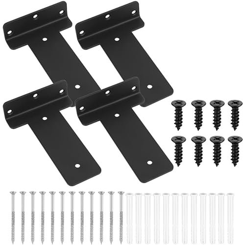 Regalhalterung, L Regalwinkel, Regalträger, Schwerlastwinkel, Metall Unsichtbare Regalhalterungen, Schwimmende Wandregal Halterung, Regal Wandhalterung Regalbrett Tablarträger (150mm/4PCS)