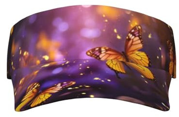 Violett-Gold Butterflies 3 Print Cooling Stretchy Visor Unisex Visor Hat for Men and Women, No Slip, Sun Protection Visor, Schwarz, Einheitsgröße