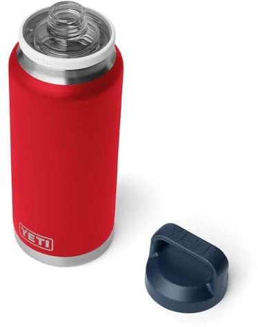 YETI Rambler 36 oz Bottle, Vacuum Insulated, Leakproof, Stainless Steel with Chug Cap, Rescue Red/White/Navy