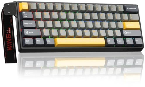 AULA WIN60 HE MAX Mechanical Gaming Keyboard Wired,Hall Effect Magnetic Switches,Adjustable Actuation Rapid Trigger,8K Polling Rate,RGB Backlight,60% Percent Keyboard for Mac/Win (Yellow)