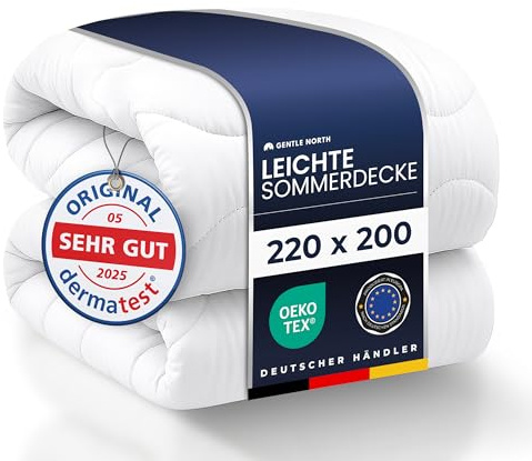 Gentle North Leichte Sommerdecke 220x200 als Schlafdecke - Bettdecke für Allergiker geeignet - Weiche Steppdecke - Besonders Flauschig & waschbar bei 60°